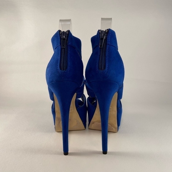 Shoedazzle Mykee Blue Platform Strap Heels - Picture 5 of 8